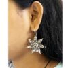 Smart N Perfect for Office & College Wear Elegant Brass Butterfly and Flower Oxidised Drop Earrings for Women | Auspicious Jewelry - Image 2