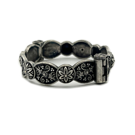 Single Piece of Silver Replica Rajwadi Sahiba Openable Bracelet & Kada, Oxidised Hand-Cuff Tribal Bangle, Traditional and Antique finish