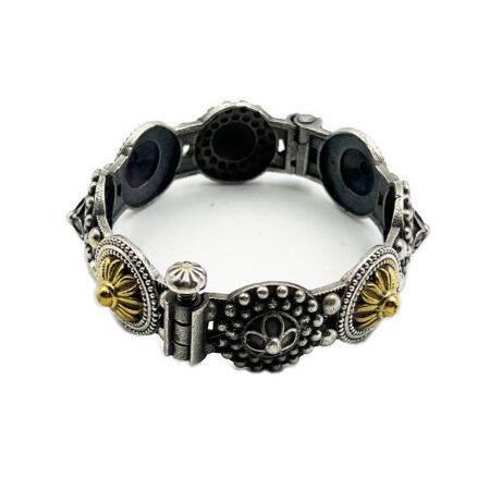 Single Piece of Silver Replica Rajwadi Sahiba Openable Bracelet & Kada, Oxidised Hand-Cuff Tribal Bangle, Traditional and Antique finish