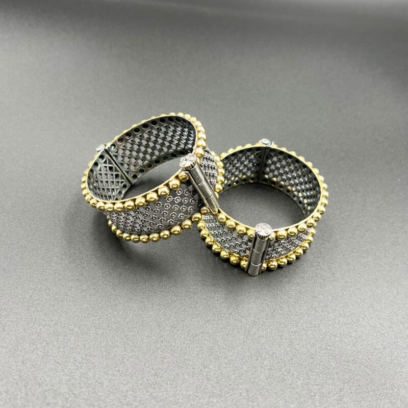 Single Piece of Silver Replica Rajwadi Sahiba Openable Bracelet & Kada, Oxidised Hand-Cuff Tribal Bangle, Traditional and Antique finish - Image 3