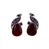 The Style Courtyard Oxidised Silver Peacock Stud Earrings | Brass Mayura Drop Earrings | Mona Lisa Bird Earrings in many colors for Women & Girls