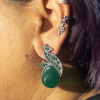 The Style Courtyard Oxidised Silver Peacock Stud Earrings | Brass Mayura Drop Earrings | Mona Lisa Bird Earrings in many colors for Women & Girls - Image 4