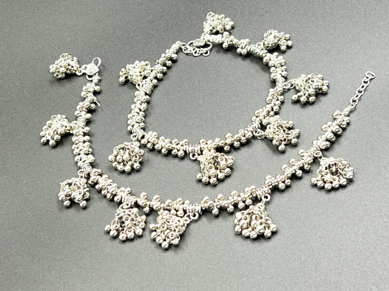 THE STYLE COURTYARD Contemporary Oxidised Silver Anklets/Payal for Women and Girls Collection of designs created with Oxidised Motifs, Beads, & Shell - Image 2