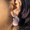 The Style Courtyard Oxidised Silver Peacock Stud Earrings | Brass Mayura Drop Earrings | Mona Lisa Bird Earrings in many colors for Women & Girls