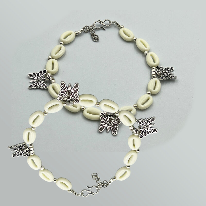 THE STYLE COURTYARD Contemporary Oxidised Silver Anklets/Payal for Women and Girls Collection of designs created with Oxidised Motifs, Beads, & Shell - Image 2