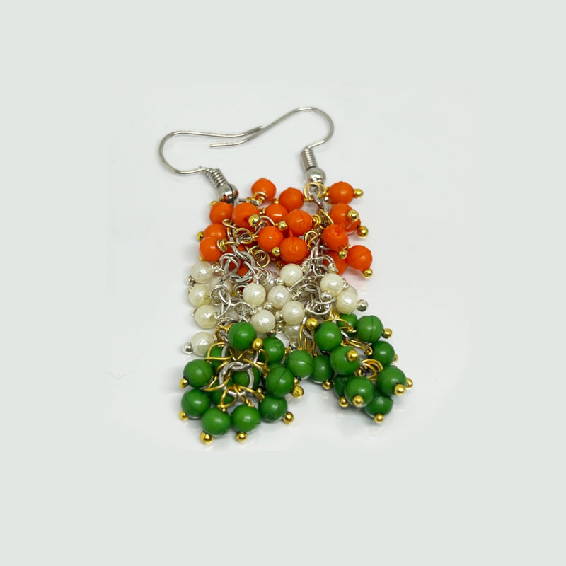Patriotic Tri color Indian Flag Color Jhumka | Traditional & Modern Design Earrings perfect for Independence day, Republic Day, and to Support Indian Team Matches - Image 2