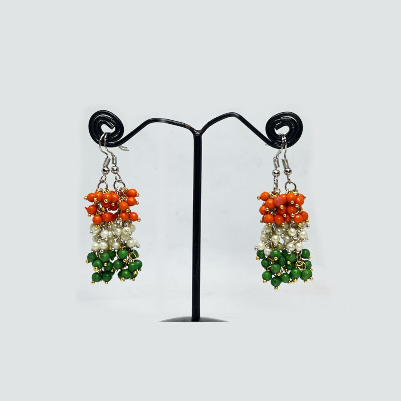 Patriotic Tri color Indian Flag Color Jhumka | Traditional & Modern Design Earrings perfect for Independence day, Republic Day, and to Support Indian Team Matches - Image 3