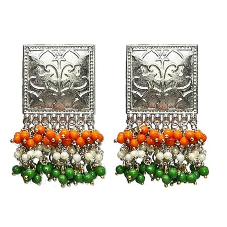 Patriotic Tri color Indian Flag Color Jhumka | Traditional & Modern Design Earrings perfect for Independence day, Republic Day, and to Support Indian Team Matches
