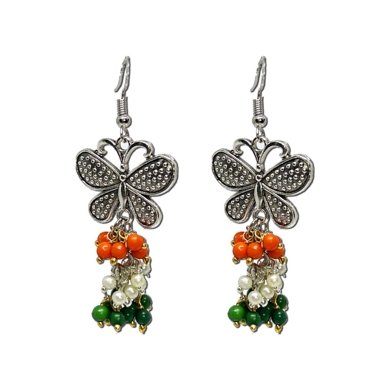 Patriotic Tri color Indian Flag Color Jhumka | Traditional & Modern Design Earrings perfect for Independence day, Republic Day, and to Support Indian Team Matches