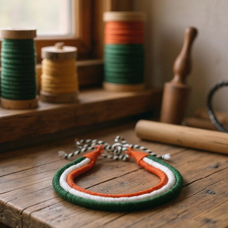 Handmade Tricolor Thread Necklace – Patriotic Tiranga Jewellery for Independence Day & Republic Day Celebrations - Image 4