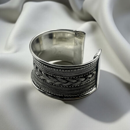 THE STYLE COURTYARD Oxidised Modern Cuff Bracelets for Women & Girls | Adjustable C Type Kada | Ethnic & Fashion Jewelry