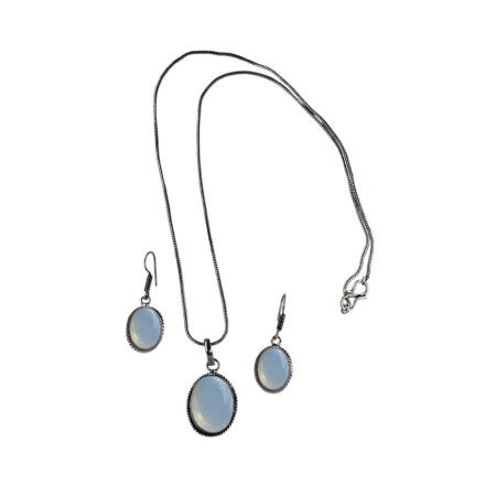 THE STYLE COURTYARD Oxidised Necklace and Earrings Jewellery Set for Women & Girls | Stone Pendant with Matching Drop Earrings | (Available in Multicolors)